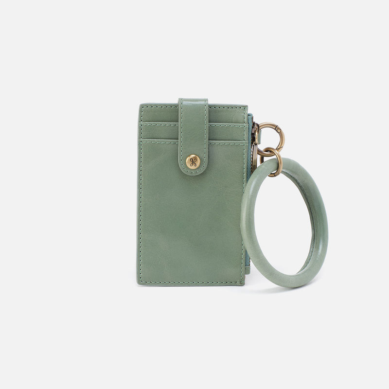 Hobo RING CREDIT CARD WRISTLET SS25 Jade Polished Leather