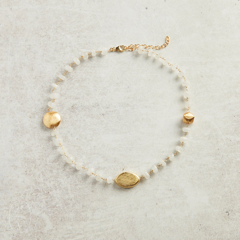 Elyssa Bass Designs RONDELLE NECKLACE Moonstone Gold