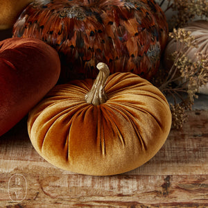 K and K Interiors VELVET STUFFED PUMPKIN