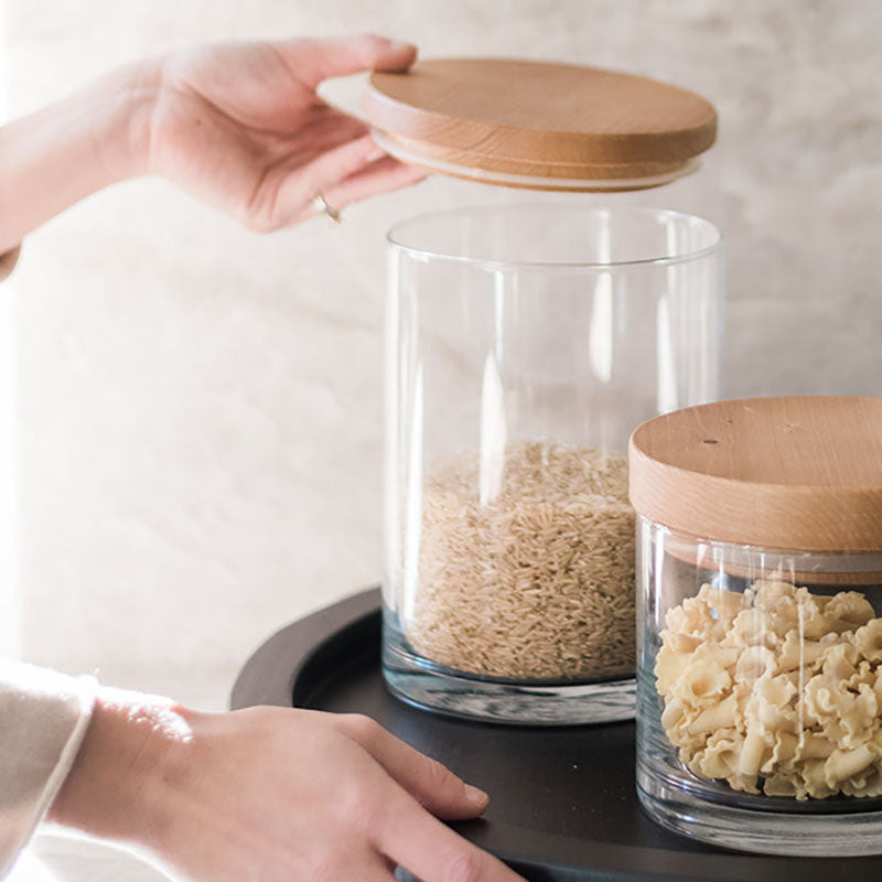 Europe 2 You NATURAL MODERN WOOD TOP CANISTER Large