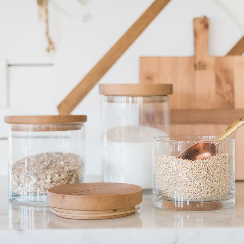 Europe 2 You NATURAL MODERN WOOD TOP CANISTER
