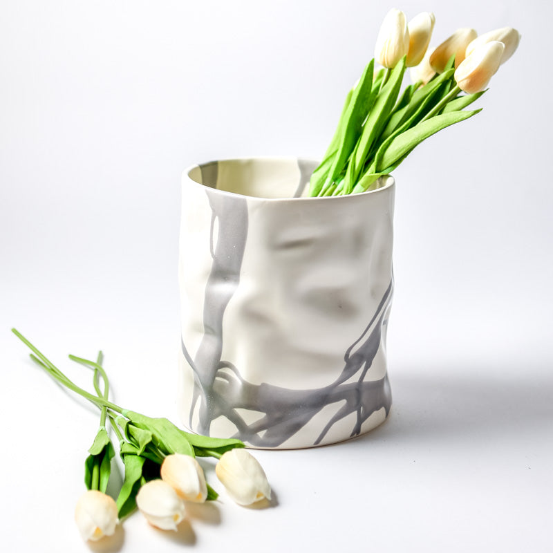 Alex Marshall Studios RIPPLE CYLINDER Grey Abstract Stripe