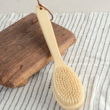 Creative Co-op LEATHER TIE WOOD BATH BRUSH