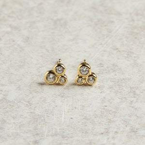 Elyssa Bass Designs THREE STONE MINI CZ EARRINGS Gold