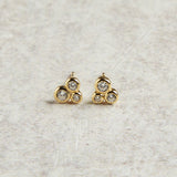 Elyssa Bass Designs THREE STONE MINI CZ EARRINGS Gold