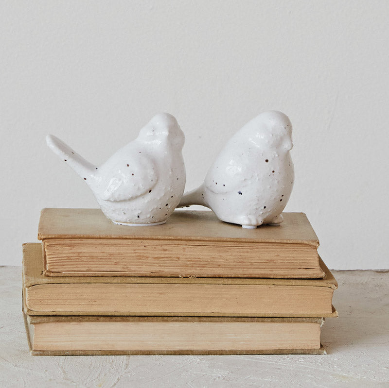 Creative Co-op SPECKLED STONEWARE BIRD White