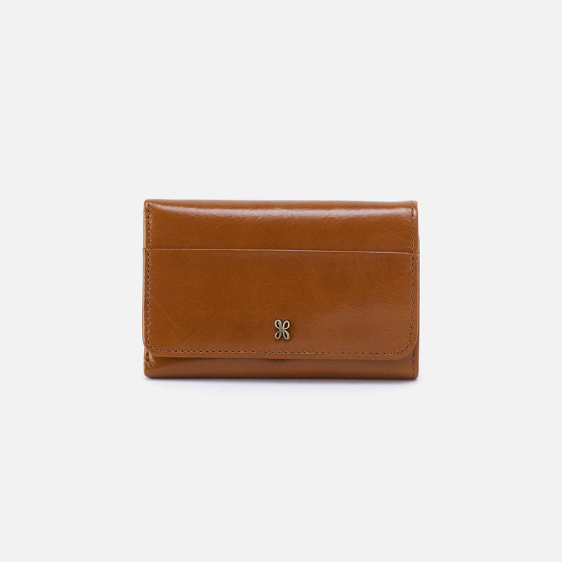 Hobo JILL TRIFOLD WALLET Polished Leather Truffle