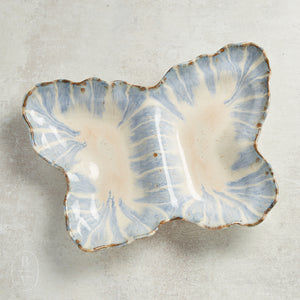 Etta B Pottery BUTTERFLY DIVIDED BOWL Blue Willow