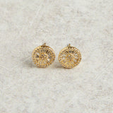 Elyssa Bass Designs BAGUETTE CZ ROUND STUD EARRINGS Gold