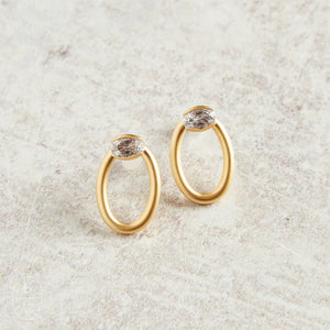 Virtue CZ OVAL RING STUD EARRINGS Gold