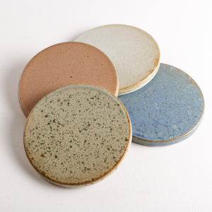 Creative Co-op ROUND STONEWARE COASTERS SET OF 4