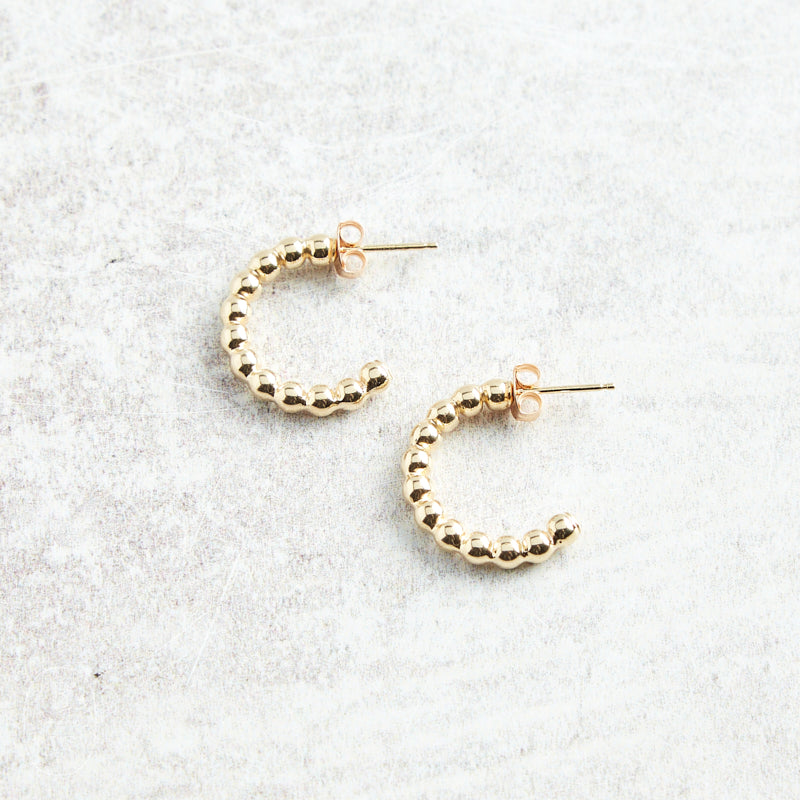 eNewton Design CLASSIC BEADED POST HOOP EARRINGS Gold 3mm 1