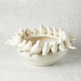 Creative Co-op STONEWARE BOWL BIRDS ON RIM White