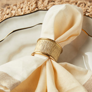 Blue Pheasant ELLERY GOLD NAPKIN RING BOXED SET OF 4 Brass