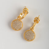Julie Vos FLEUR DE LIS GOLD HOOP AND CHARM EARRINGS