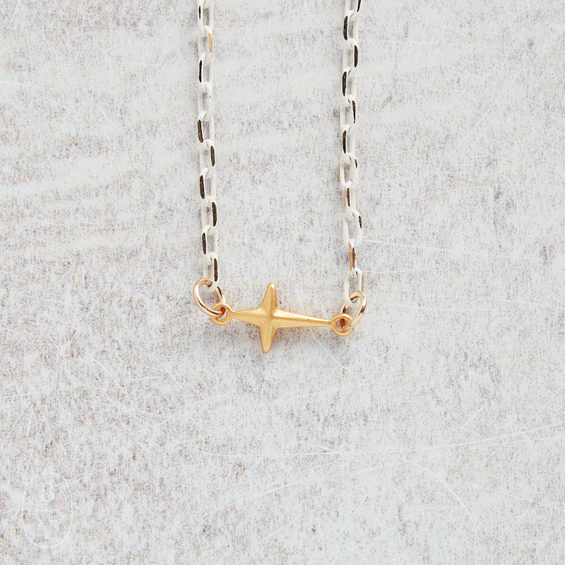 CV Designs WHITE CHAIN CROSS NECKLACE - CVNWSC