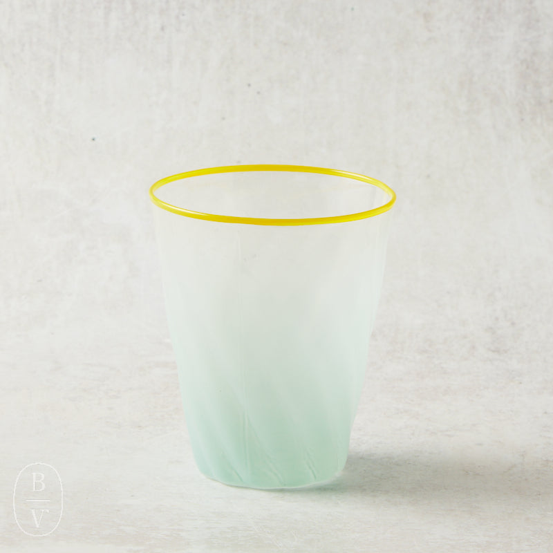 Creative Co-op TWISTED DRINKING GLASS WITH COLORED RIM Yellow