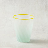 Creative Co-op TWISTED DRINKING GLASS WITH COLORED RIM Yellow