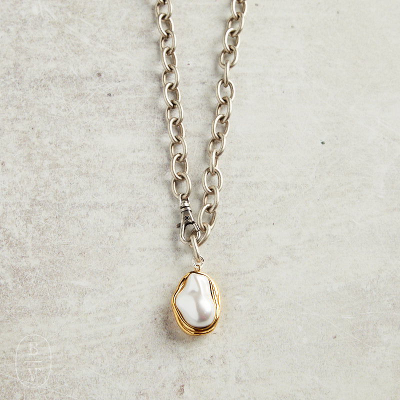 Virtue GOLD PEARL NUGGET CABLE CHAIN NECKLACE Silver
