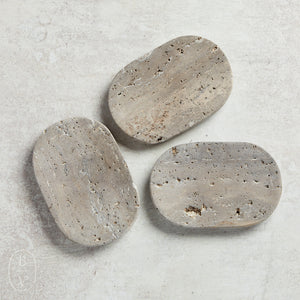 Creative Co-op OVAL TRAVERTINE SOAP DISH