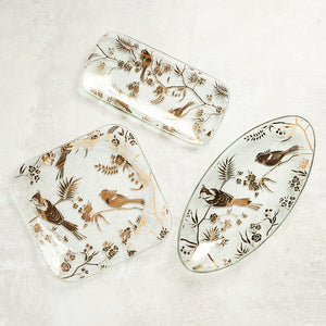 Annieglass BIRDSONG SMALL RECTANGULAR TRAY