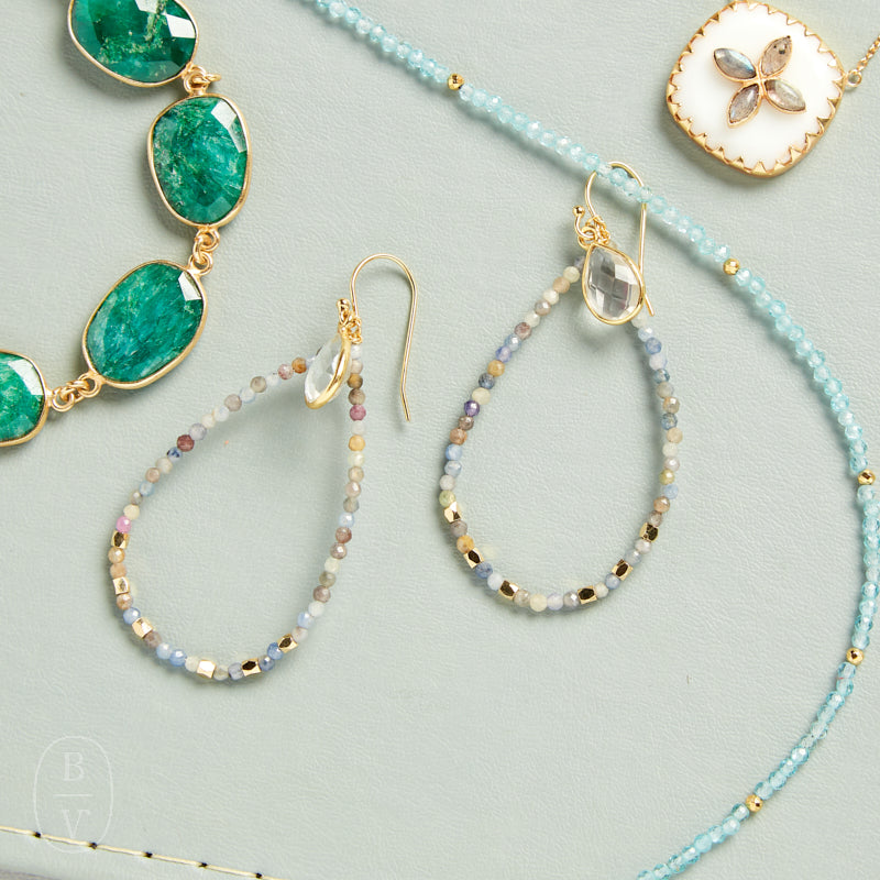 Elyssa Bass Designs BEADED TEARDROP HOOP EARRINGS