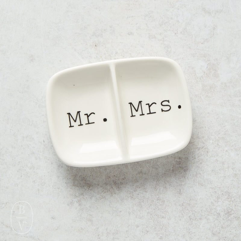Creative Co-op CERAMIC TWO SECTION MR MRS DISH