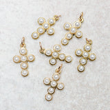 Farrah B Jewelry GOLD PEARL CROSS CHARM Gold
