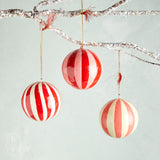 Creative Co-op PAPER MACHE STRIPED BALL ORNAMENT
