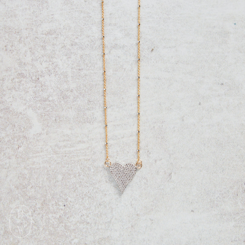 CV Designs PAVE HEART DROP NECKLACE - CVNPAVE