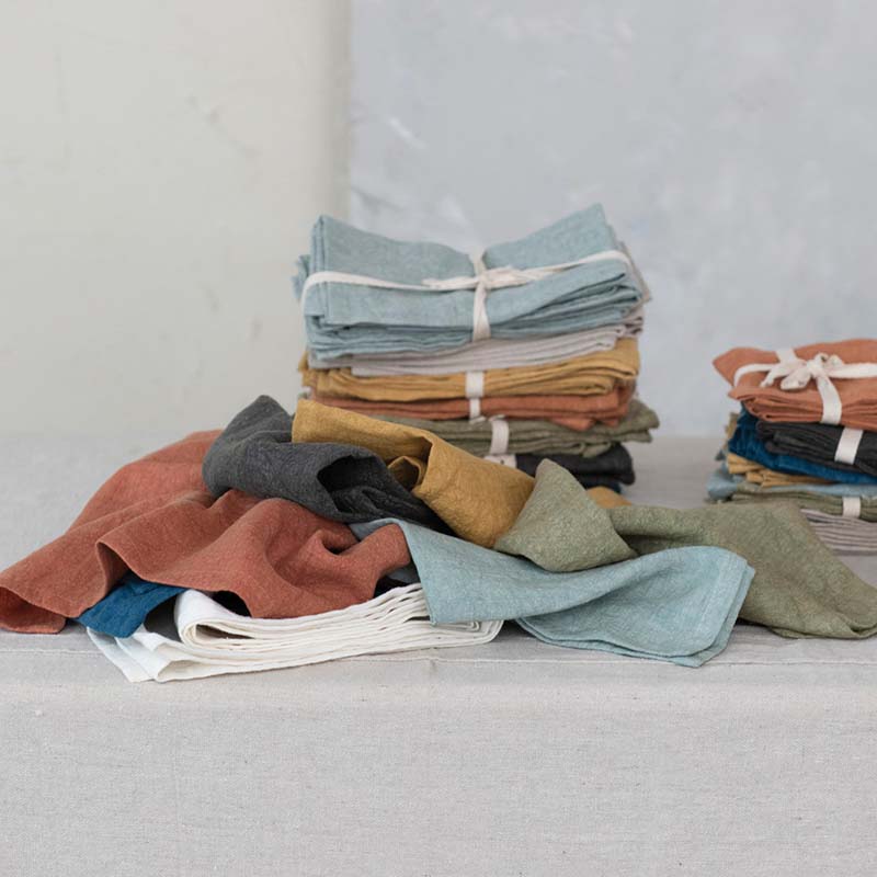 Creative Co-op STONEWASHED LINEN NAPKINS SET OF 4