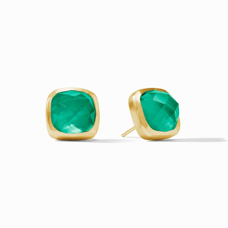 Julie Vos CATALINA STUD EARRINGS Iridescent Emerald Green