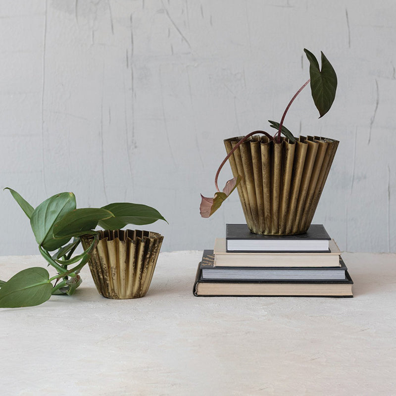 Creative Co-op FLUTED METAL PLANTER