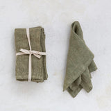 Creative Co-op STONEWASHED LINEN NAPKINS SET OF 4 Olive