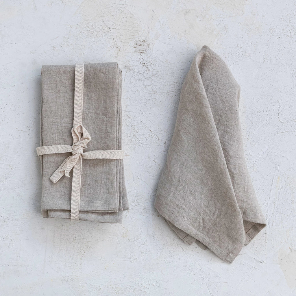 Creative Co-op STONEWASHED LINEN NAPKINS SET OF 4 Natural