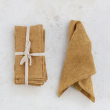 Creative Co-op STONEWASHED LINEN NAPKINS SET OF 4 Mustard