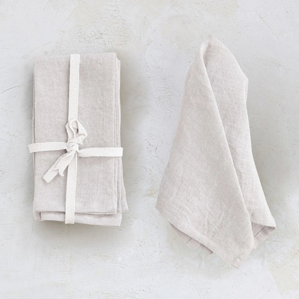 Creative Co-op STONEWASHED LINEN NAPKINS SET OF 4 Ivory