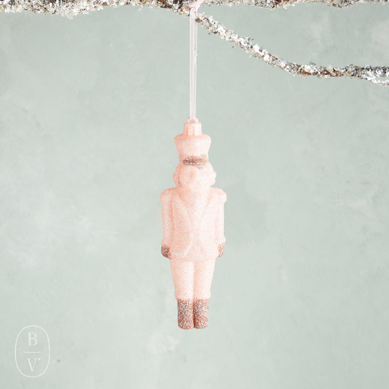 Creative Co-op PLASTIC SOLDIER ORNAMENT Pink Glitter Finish