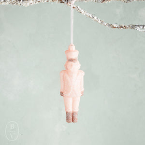 Creative Co-op PLASTIC SOLDIER ORNAMENT Pink Glitter Finish