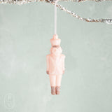 Creative Co-op PLASTIC SOLDIER ORNAMENT Pink Glitter Finish