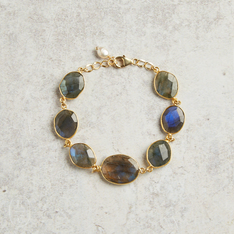 Elyssa Bass Designs PEARL CHARM BEZEL BRACELET Labradorite