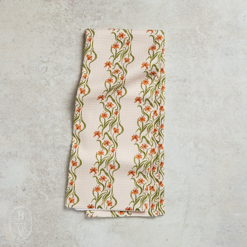 Geometry FALL FLORAL STRIPE TEA TOWEL