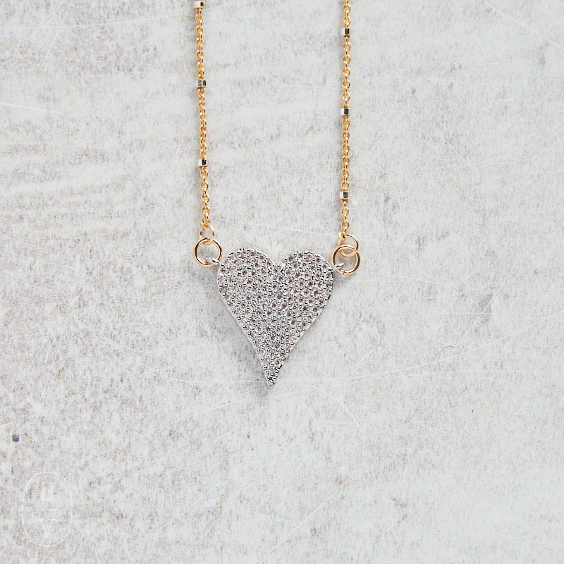 CV Designs PAVE HEART DROP NECKLACE - CVNPAVE