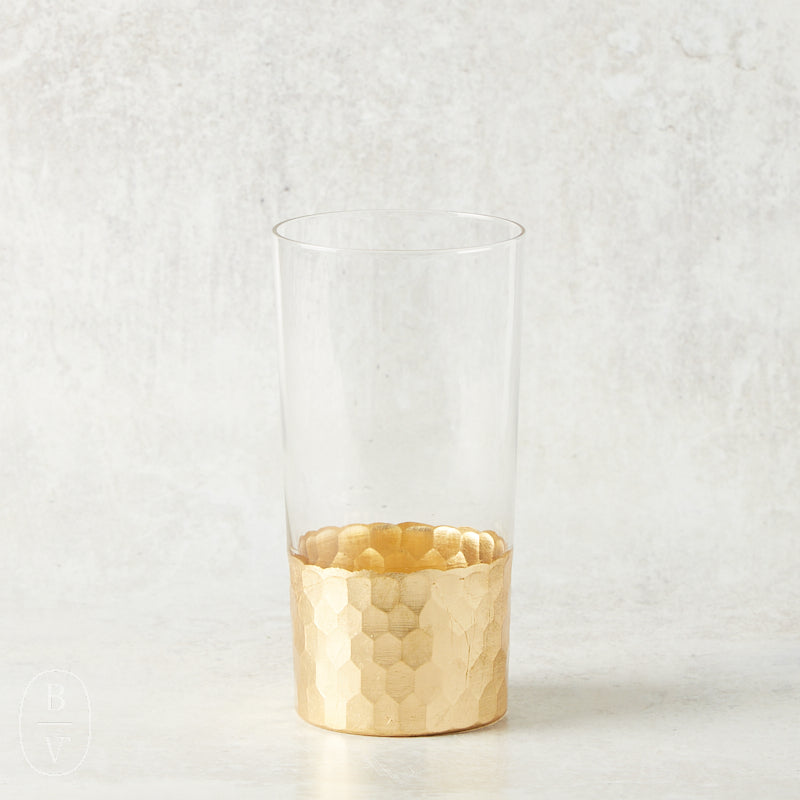 Zodax FEZ CUT GLASS HIGHBALL Gold Leaf