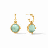 Julie Vos HONEYBEE HOOP & CHARM EARRINGS Iridescent Aquamarine Blue