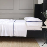 Pom Pom At Home LANGSTON BAMBOO SATEEN SHEET SET Navy