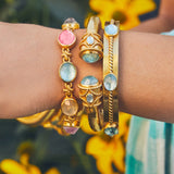 Julie Vos NASSAU STONE HINGE BANGLE BRACELET