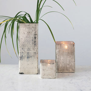 Creative Co-op MERCURY GLASS VASE WITH CROSSHATCH TEXTURE