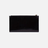 Hobo JILL LARGE BIFOLD WALLET SS25 Black Polished Leather