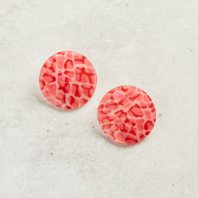 Virtue WAVY ACRYLIC DISC EARRINGS Pink Python